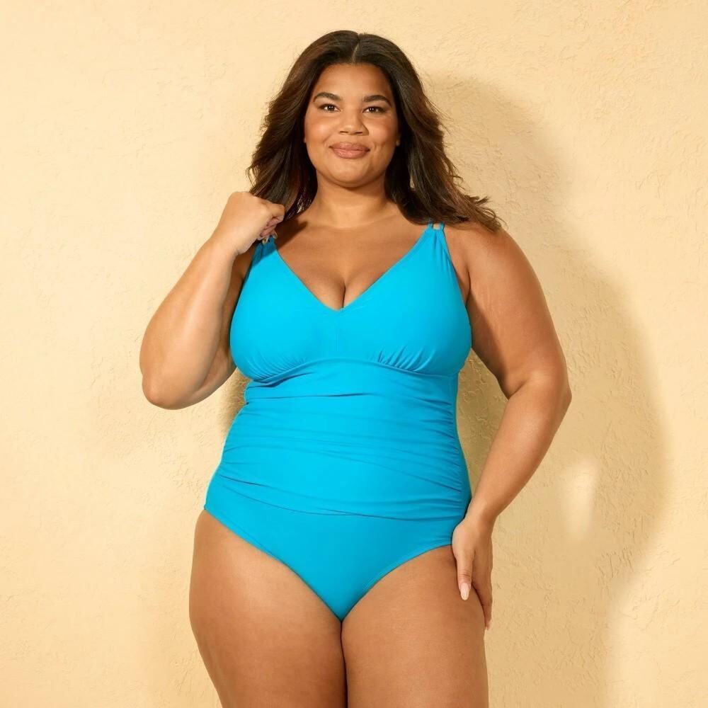 Women's Regular Leg Full Coverage One Piece Swimsuit - Shade & Shore™ Blue XS